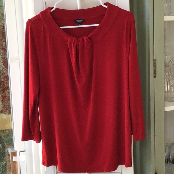 Talbots Tops - Talbots Classic Red Long Sleeve Top